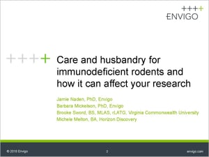 AALAS 2019 - Care and husbandry for immunodeficient rodents and how it can affect your research